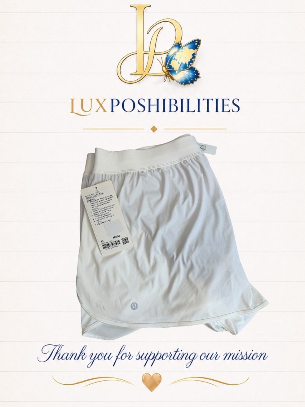 Lululemon NWT Sleek High-Rise White 2” XL